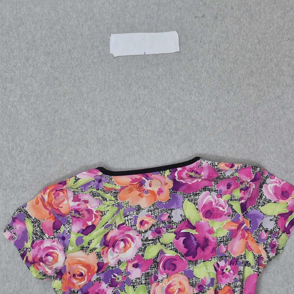 Koi Women Scrub Top S Pink Floral Mock Wrap Coquettecore Button PO#1462 - Picture 10 of 10
